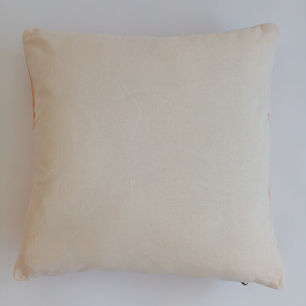 Moroccan Handmade Sunset Orange Cactus Silk Cushion Cover 20''x20'' / 50x50 CM