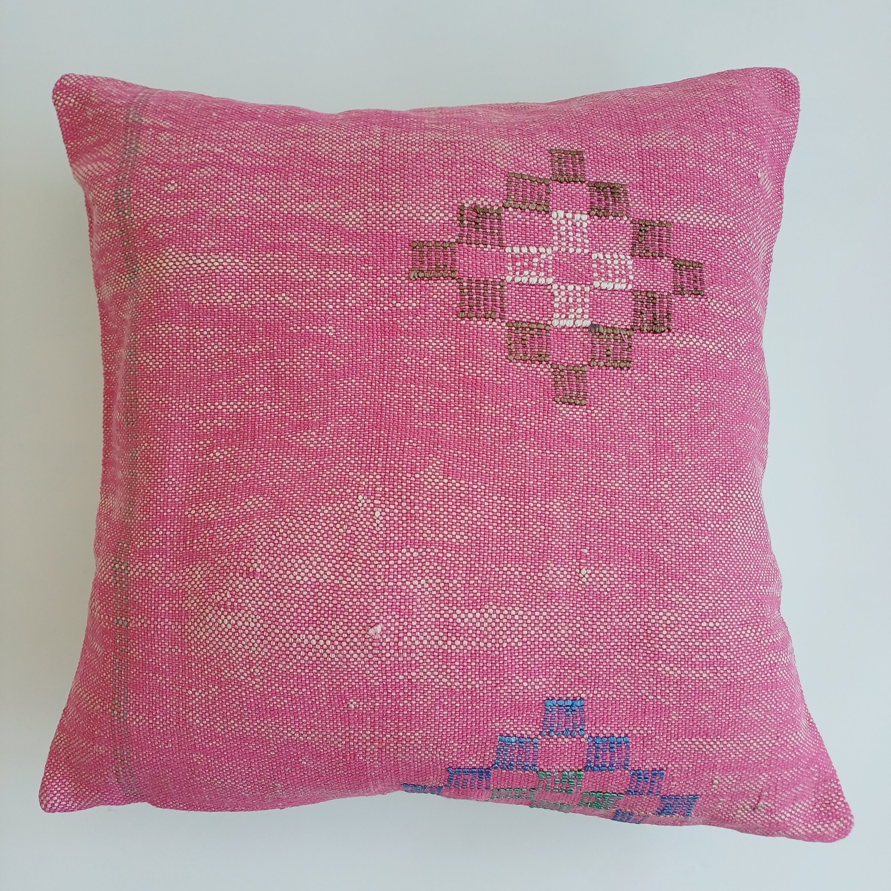 Moroccan Handmade Pink Cactus Silk Cushion Cover 20''x20'' / 50x50 CM