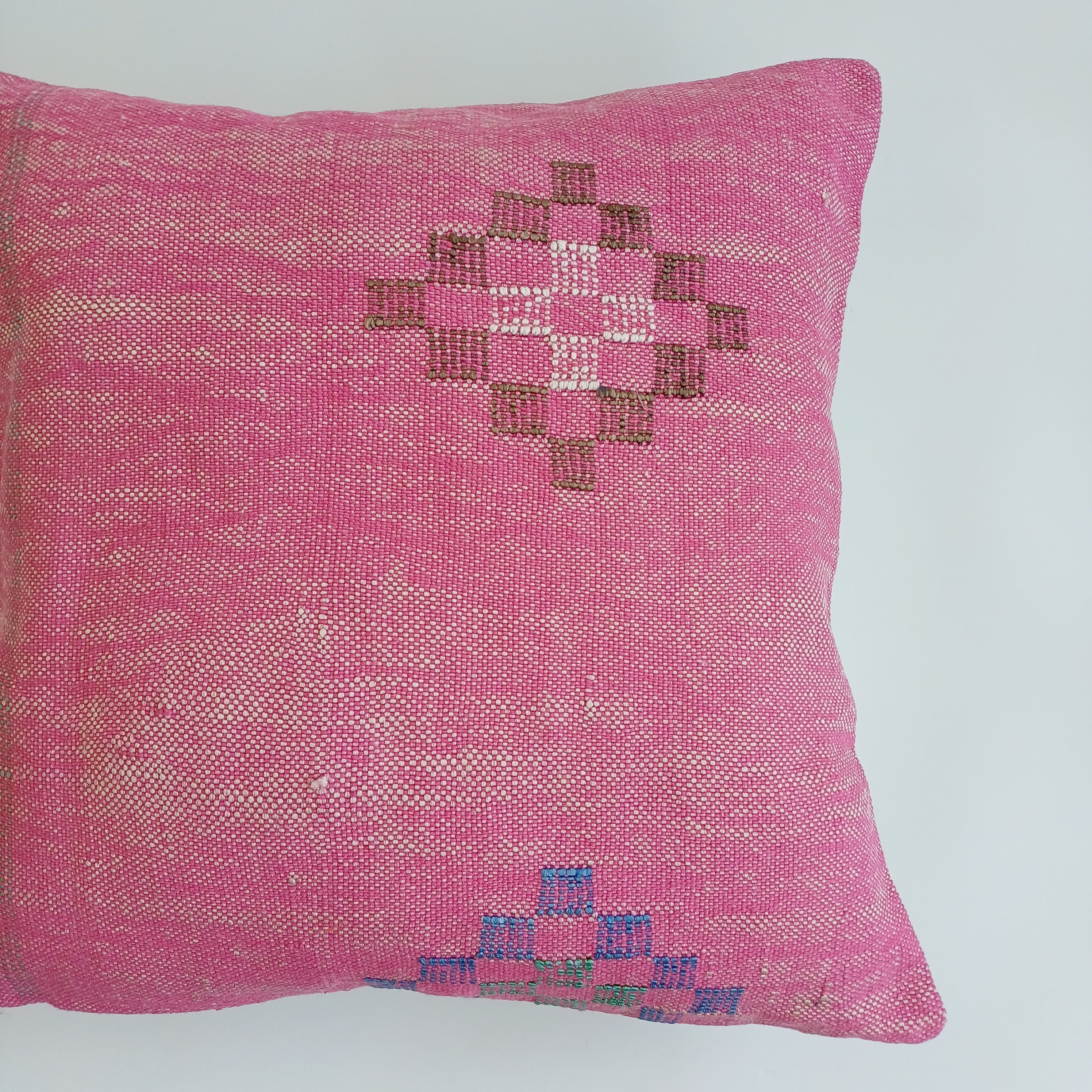 Moroccan Handmade Pink Cactus Silk Cushion Cover 20''x20'' / 50x50 CM