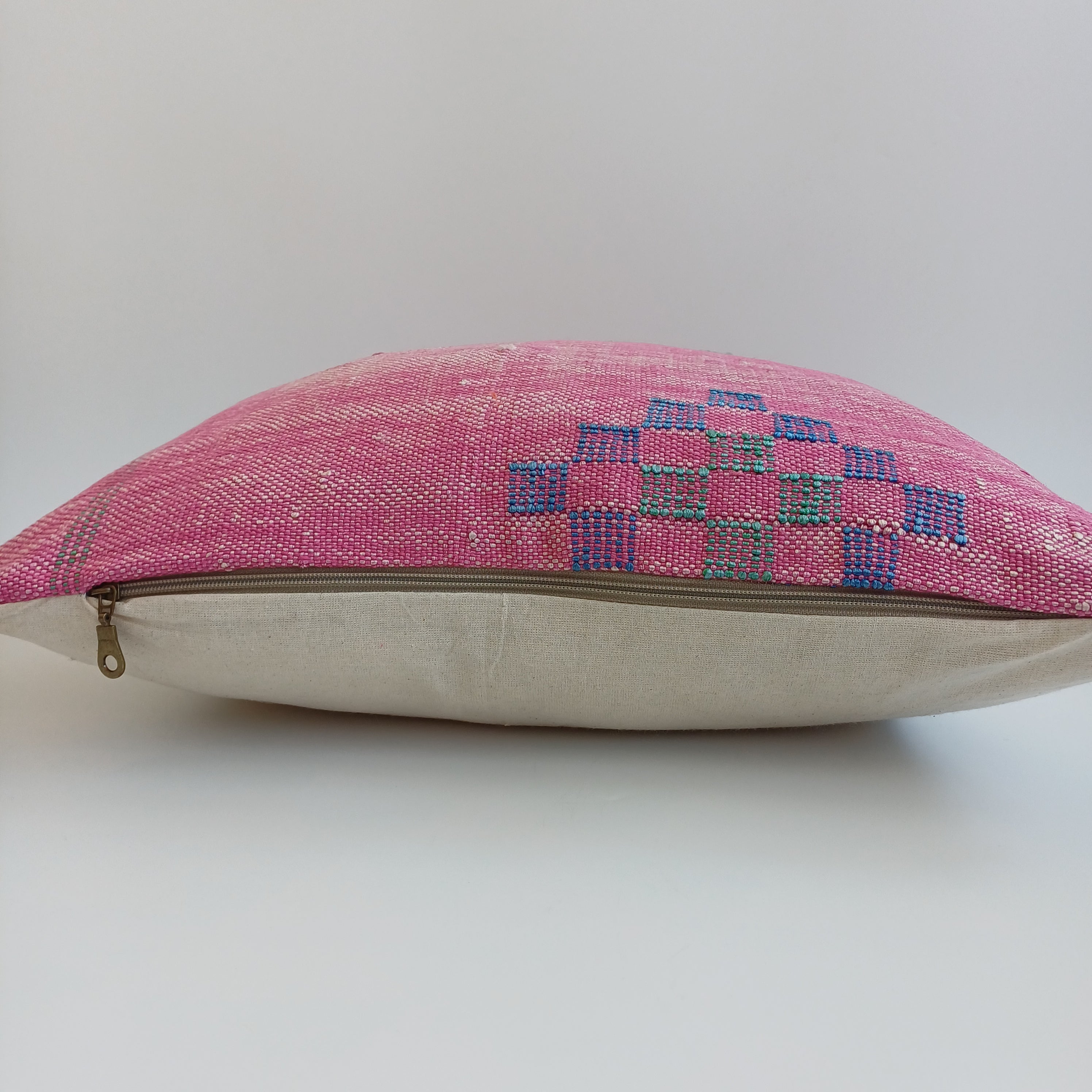 Moroccan Handmade Pink Cactus Silk Cushion Cover 20''x20'' / 50x50 CM