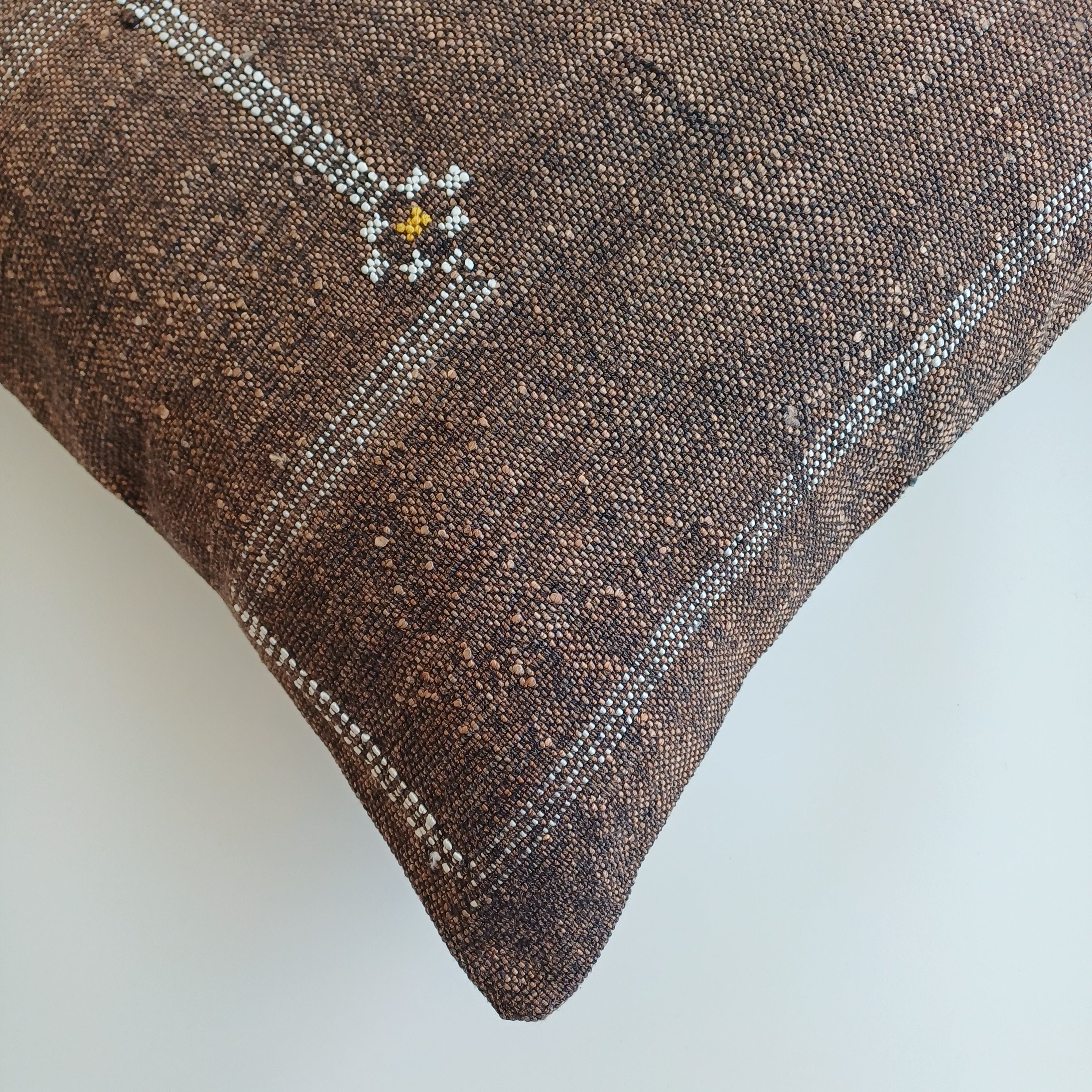 Moroccan Handmade Charcoal Brown Cactus Silk Cushion Cover 20''x20'' / 50x50 CM