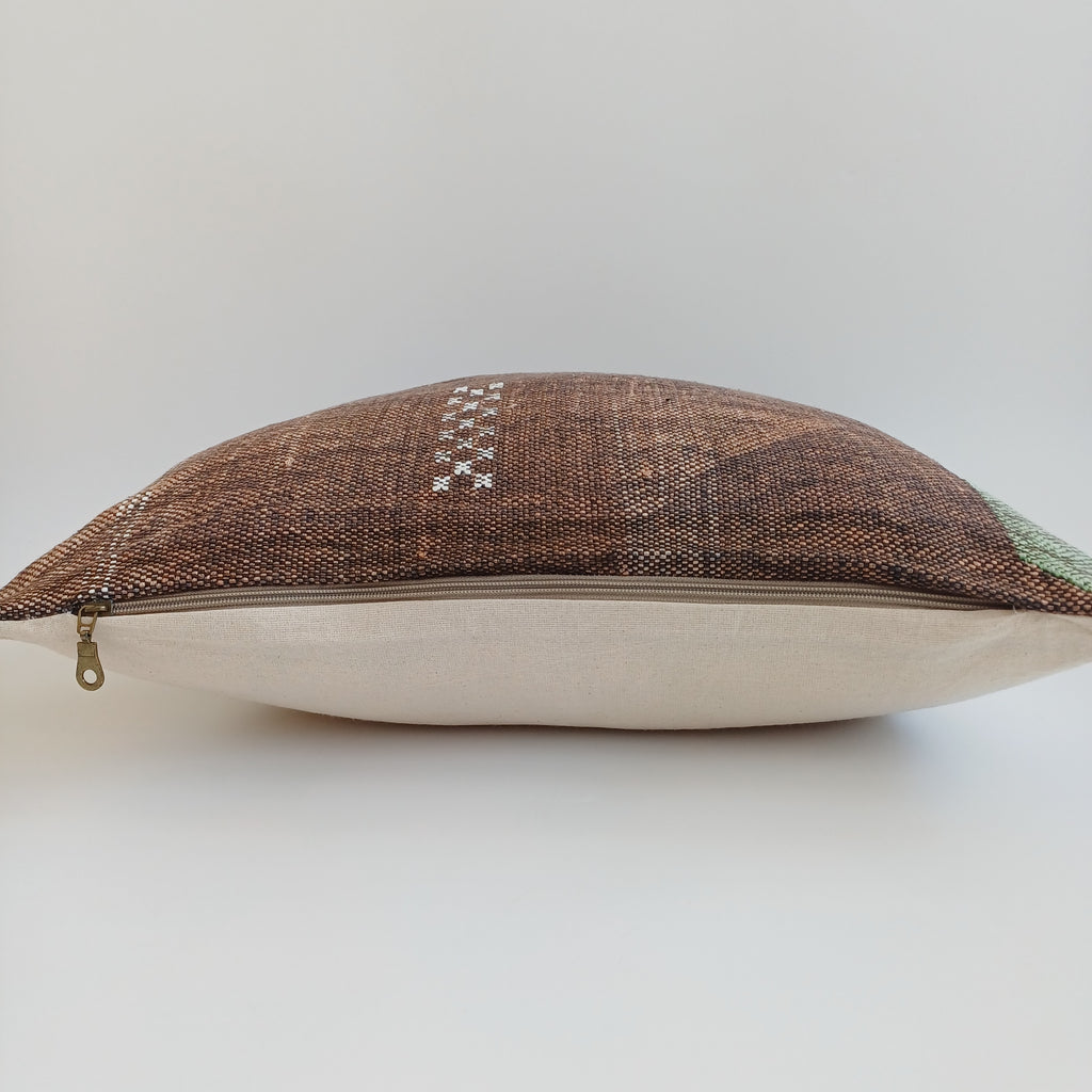 Moroccan Handmade Charcoal Brown Cactus Silk Cushion Cover 20''x20'' / 50x50 CM