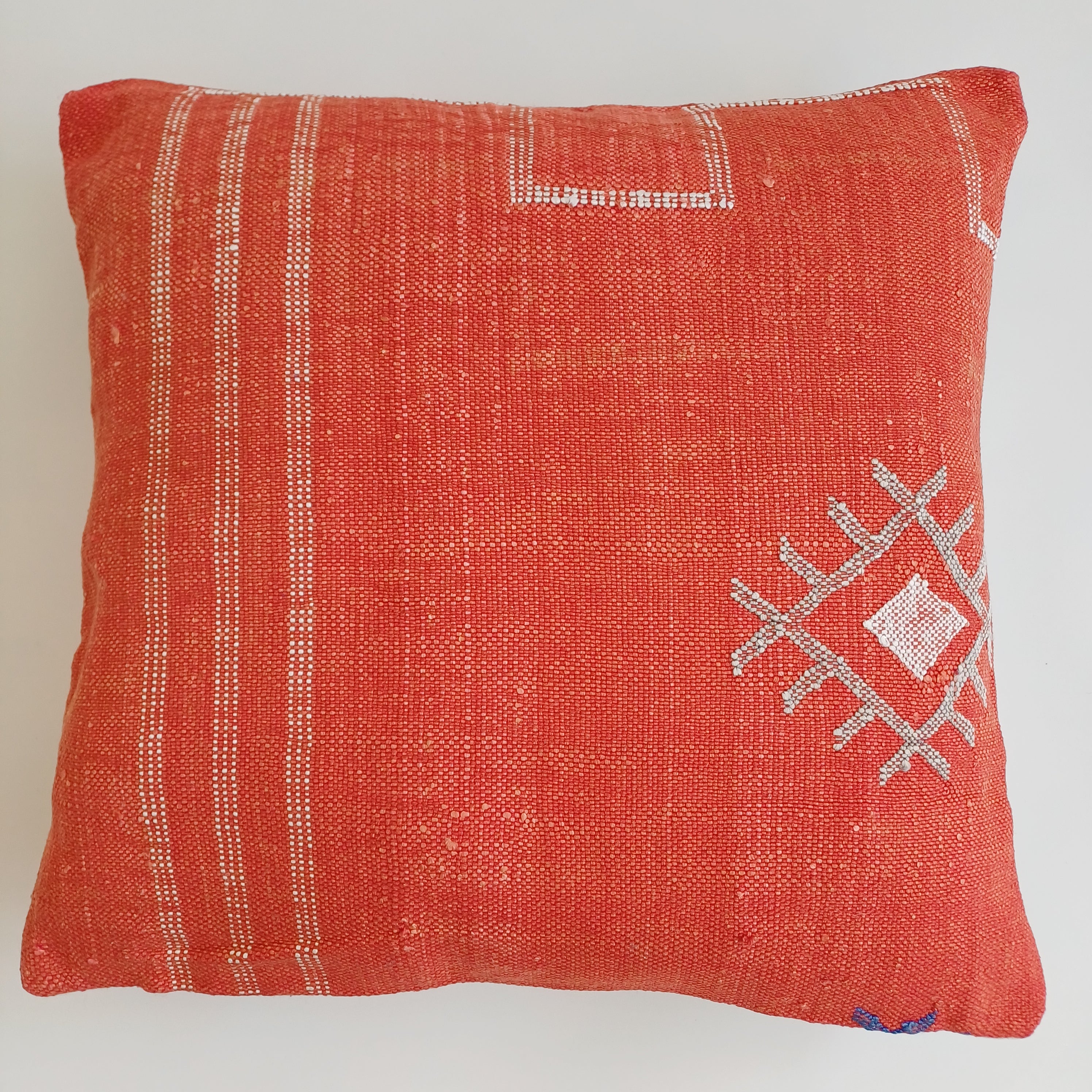 Moroccan Handmade Orange Red Cactus Silk Cushion Cover 20''x20'' / 50x50 CM