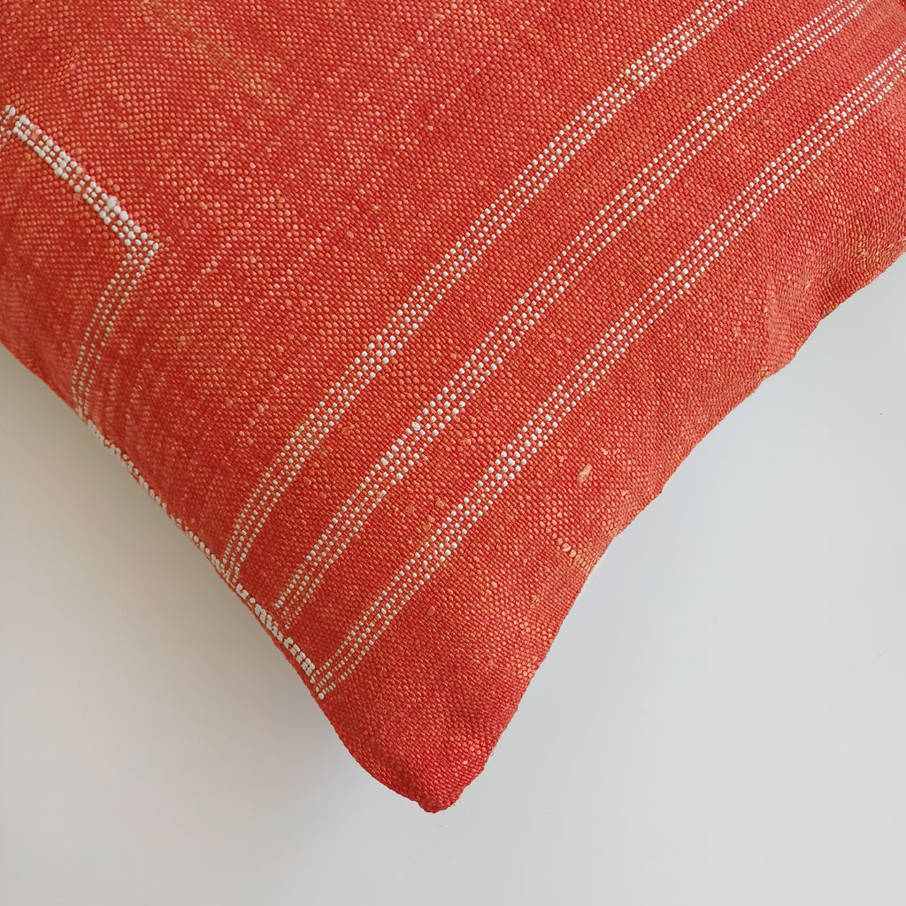 Moroccan Handmade Orange Red Cactus Silk Cushion Cover 20''x20'' / 50x50 CM