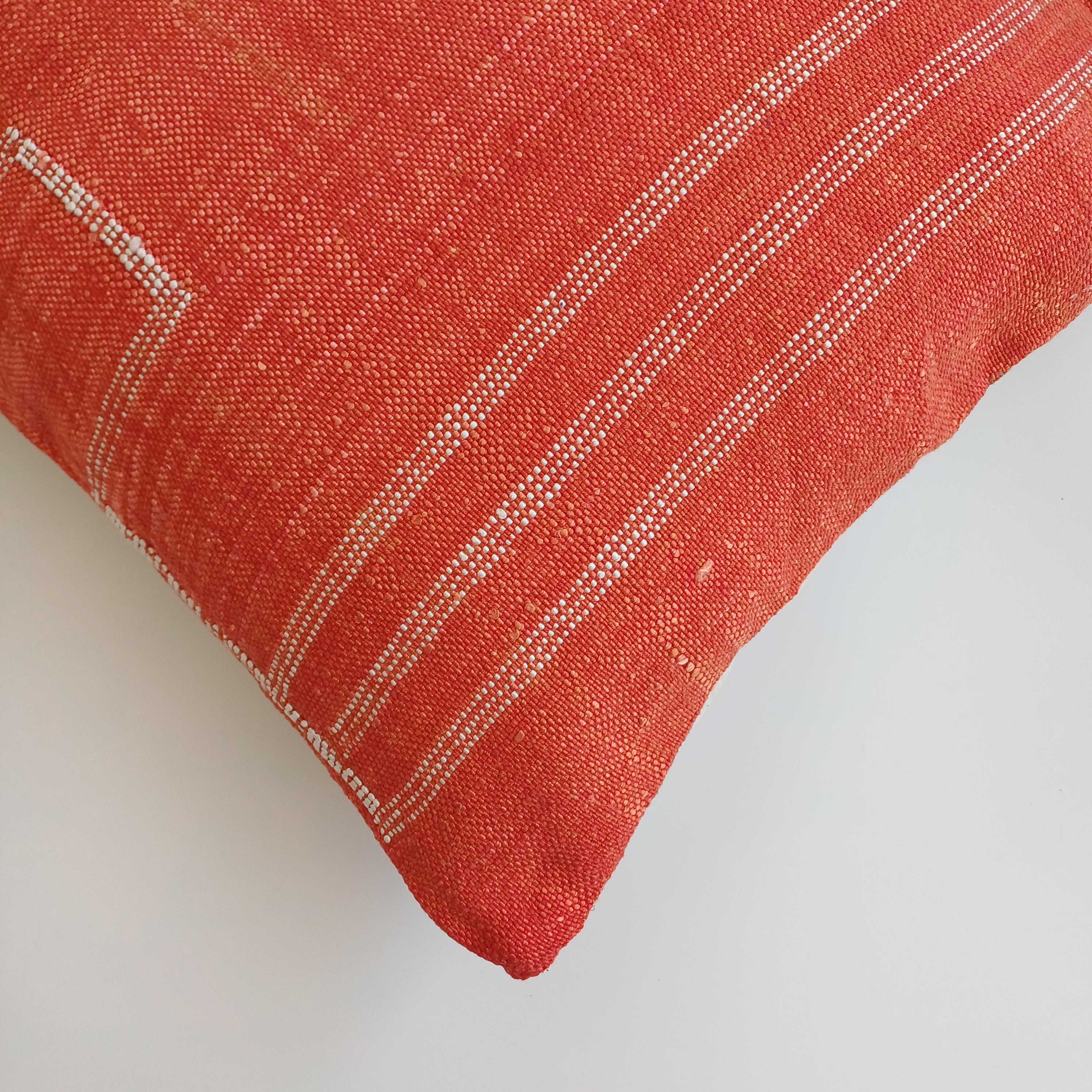 Moroccan Handmade Orange Red Cactus Silk Cushion Cover 20''x20'' / 50x50 CM