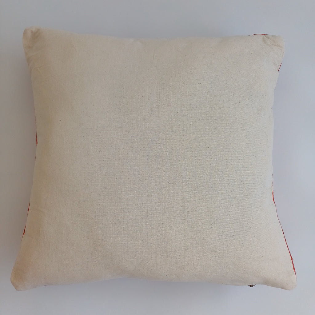 Moroccan Handmade Orange Red Cactus Silk Cushion Cover 20''x20'' / 50x50 CM