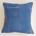 Moroccan Handmade Royal Blue Cactus Silk Cushion Cover 20''x20'' / 50x50 CM
