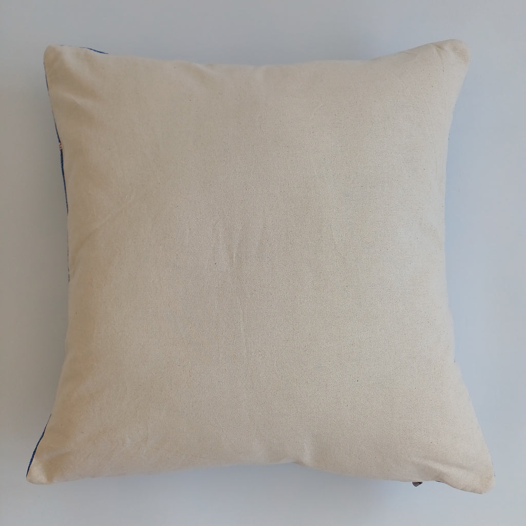 Moroccan Handmade Royal Blue Cactus Silk Cushion Cover 20''x20'' / 50x50 CM