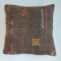 Moroccan Handmade Charcoal Brown Cactus Silk Cushion Cover 20''x20'' / 50x50 CM