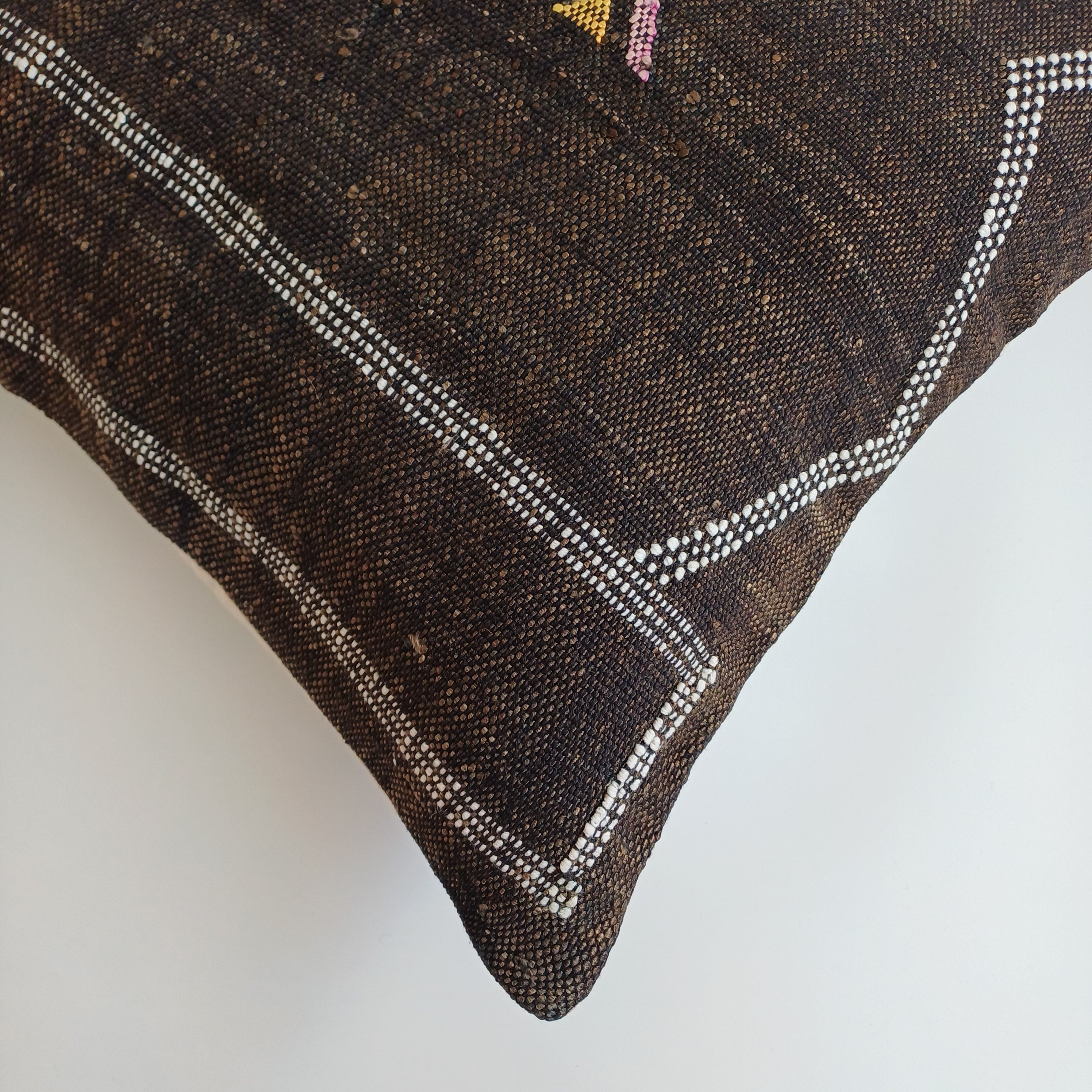 Moroccan Handmade Charcoal Brown Cactus Silk Cushion Cover 20''x20'' / 50x50 CM