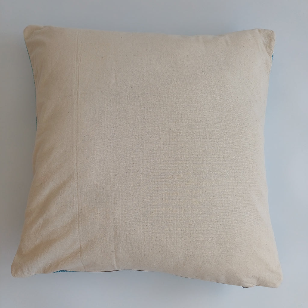 Moroccan Handmade Teal Blue Cactus Silk Cushion Cover 20''x20'' / 50x50 CM