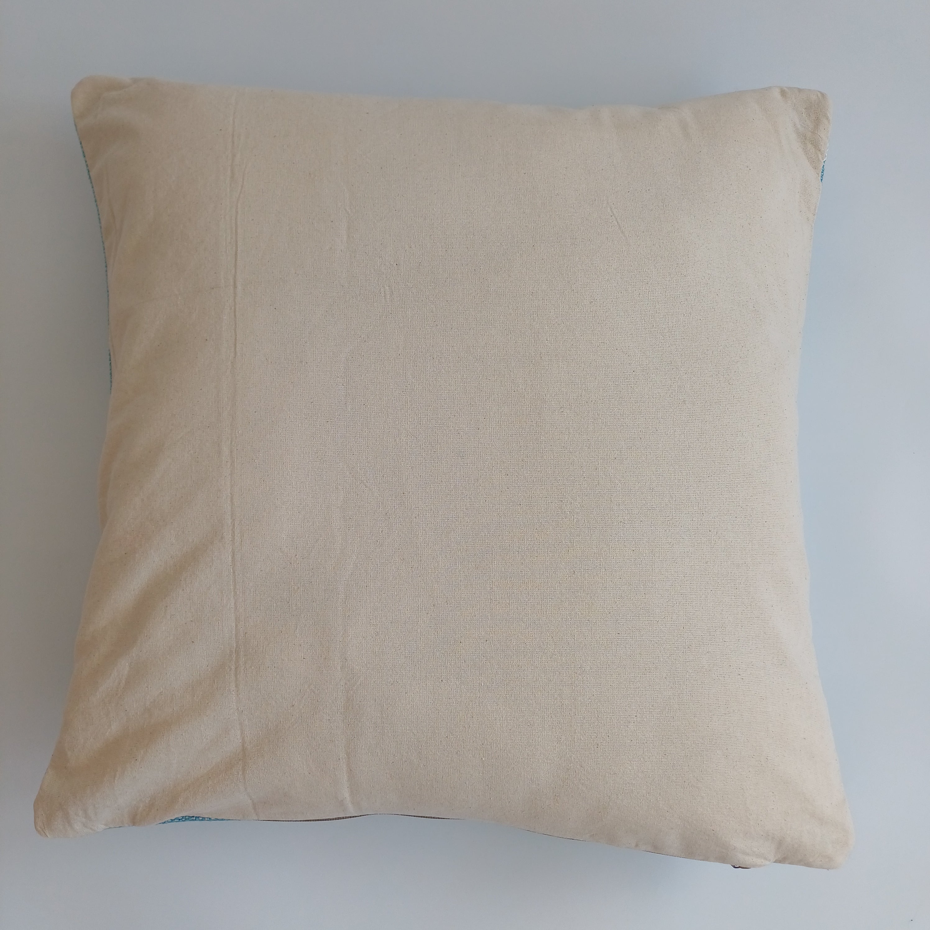 Moroccan Handmade Teal Blue Cactus Silk Cushion Cover 20''x20'' / 50x50 CM