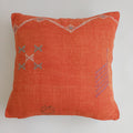 Moroccan Handmade Orange Red Cactus Silk Cushion Cover 20''x20'' / 50x50 CM