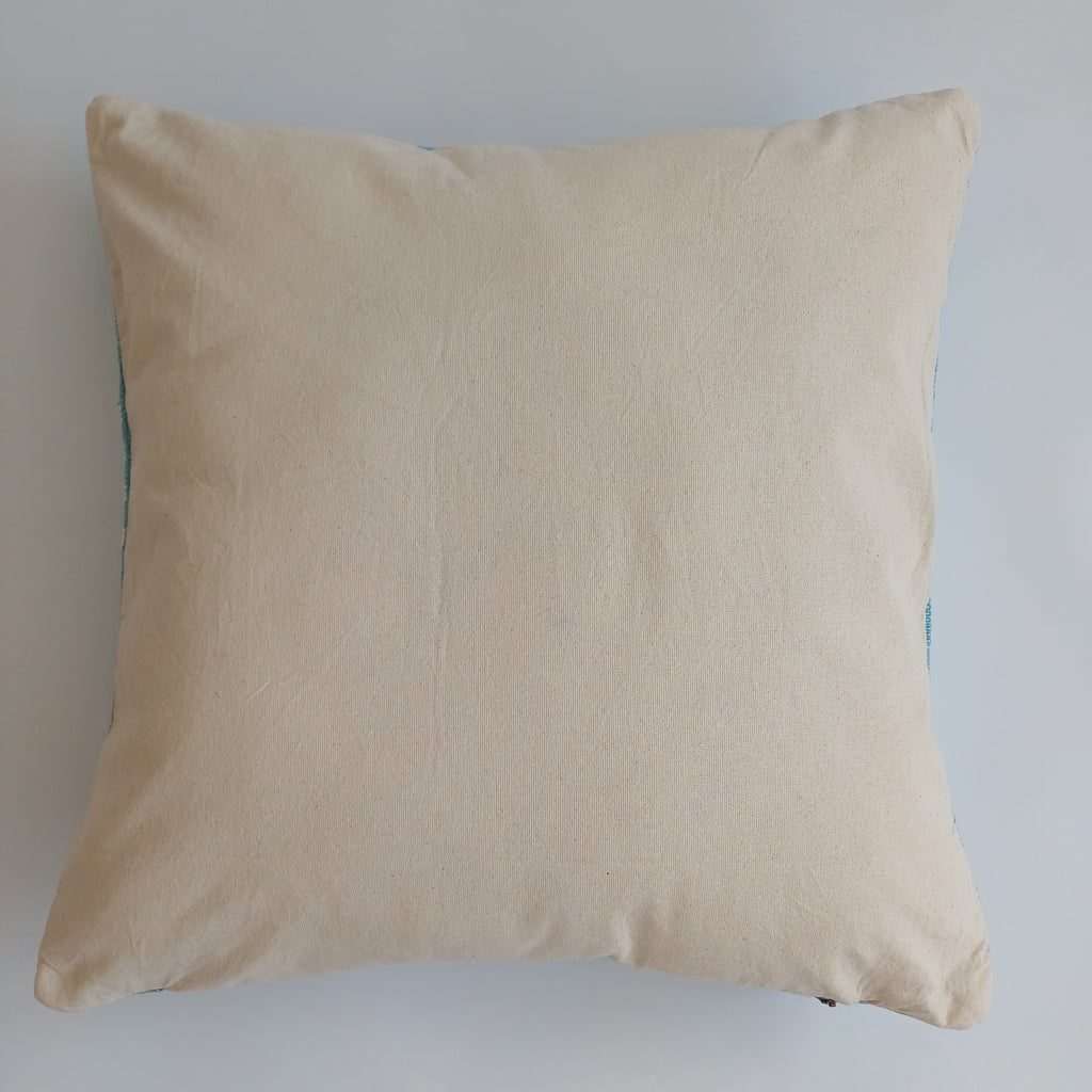 Moroccan Handmade Teal Blue Cactus Silk Cushion Cover 20''x20'' / 50x50 CM