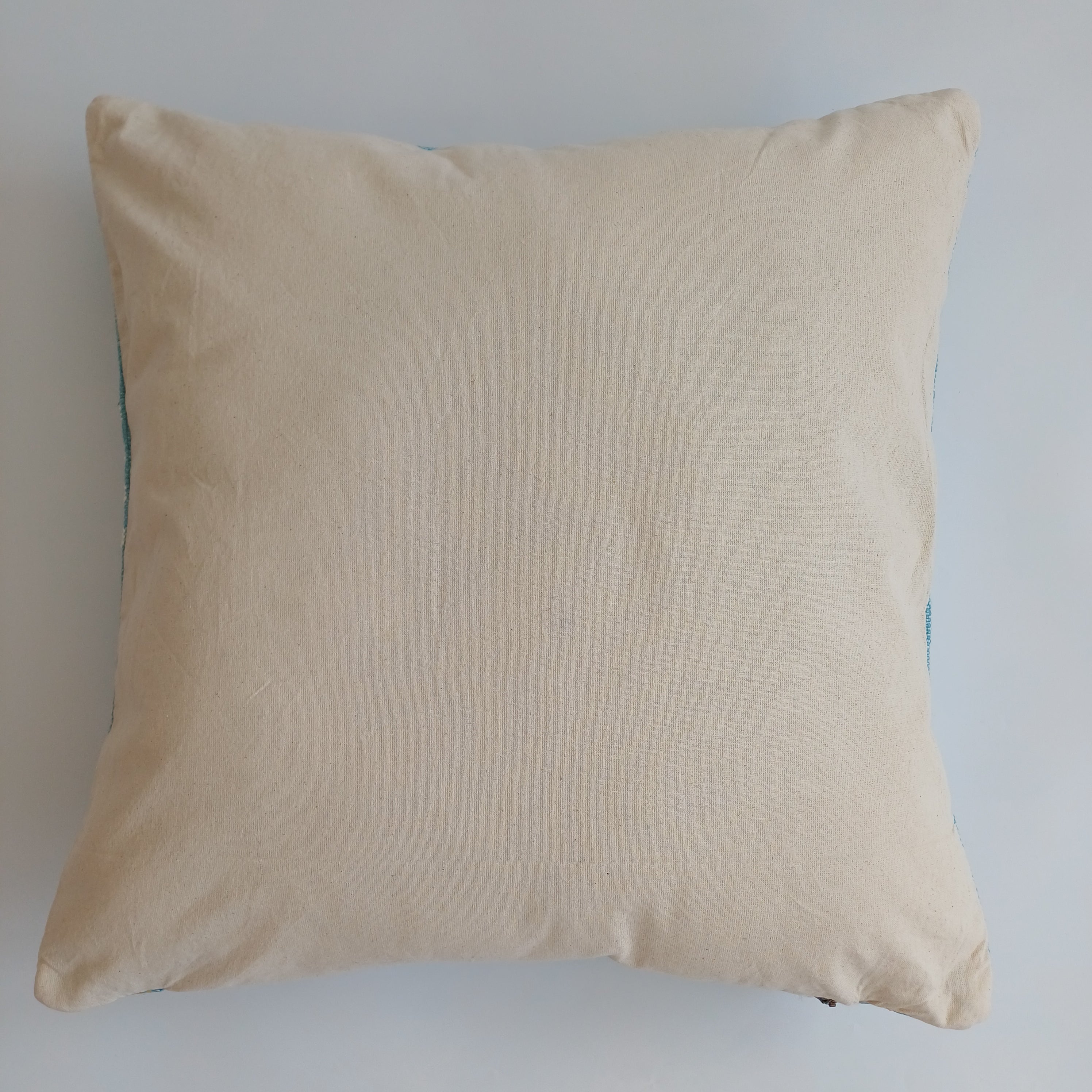 Moroccan Handmade Teal Blue Cactus Silk Cushion Cover 20''x20'' / 50x50 CM