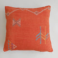 Moroccan Handmade Orange Red Cactus Silk Cushion Cover 20''x20'' / 50x50 CM