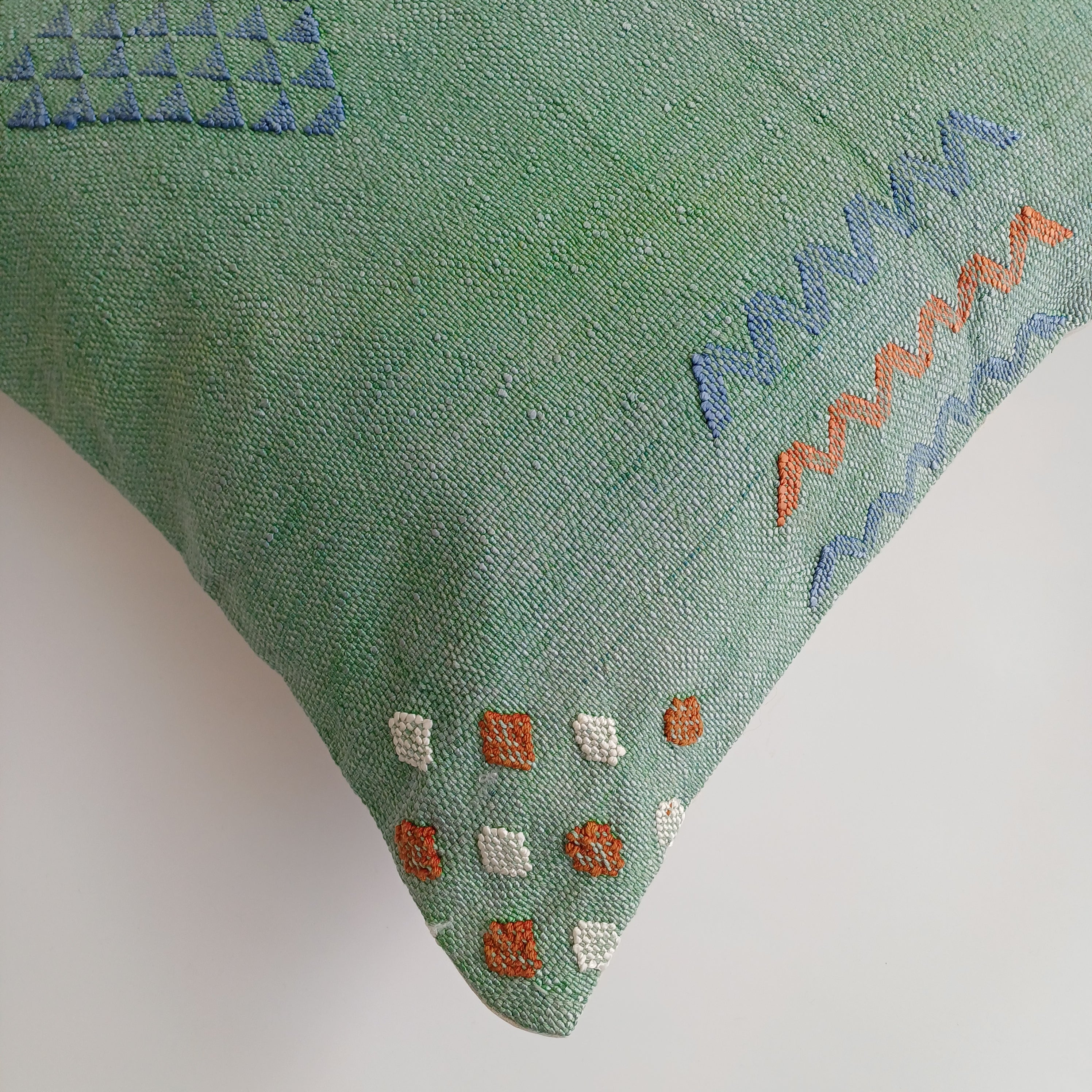 Moroccan Handmade Sage Green Cactus Silk Cushion Cover 20''x20'' / 50x50 CM