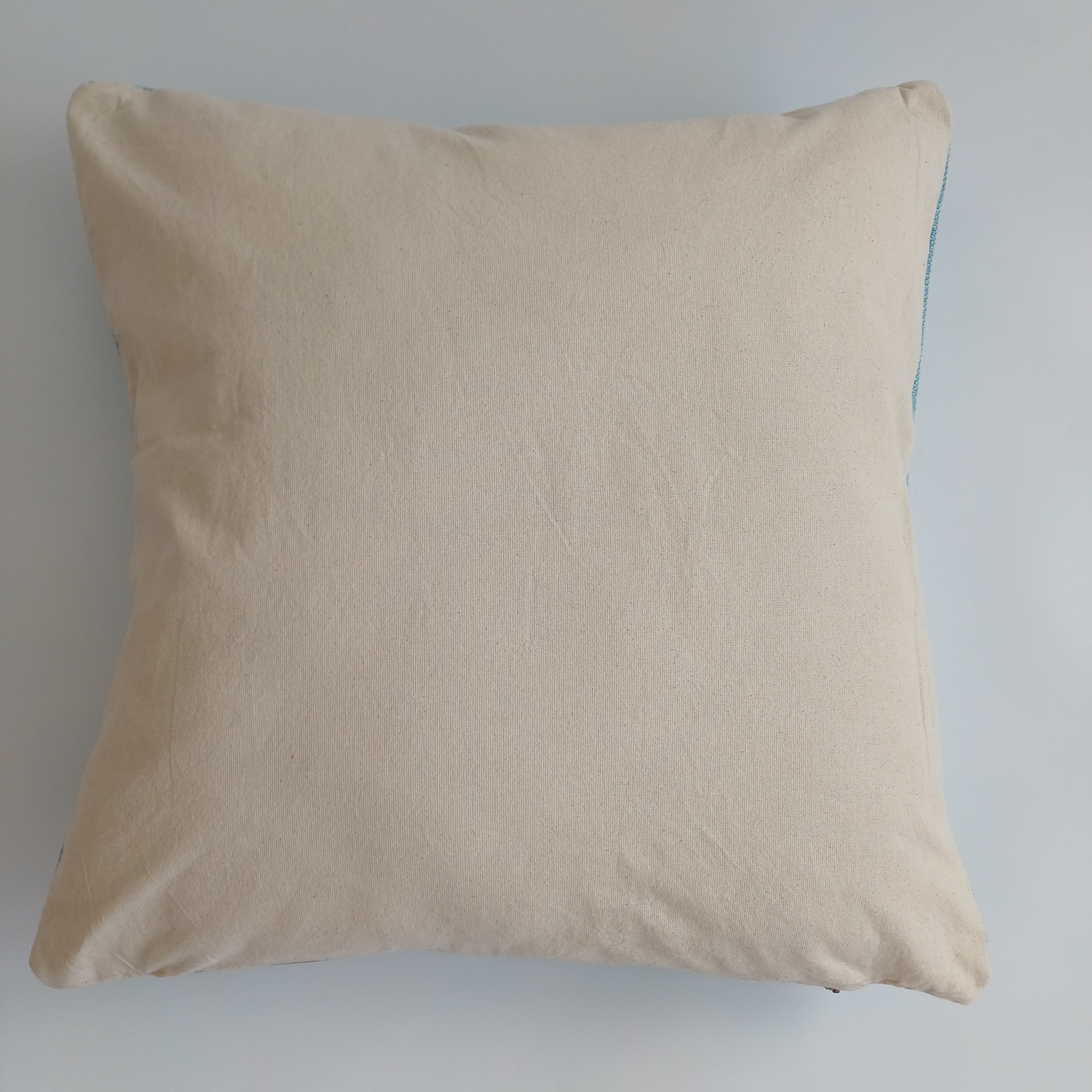 Moroccan Handmade Teal Blue Cactus Silk Cushion Cover 20''x20'' / 50x50 CM
