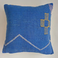 Moroccan Handmade Royal Blue Cactus Silk Cushion Cover 20''x20'' / 50x50 CM
