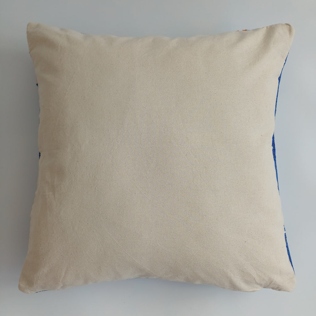 Moroccan Handmade Royal Blue Cactus Silk Cushion Cover 20''x20'' / 50x50 CM