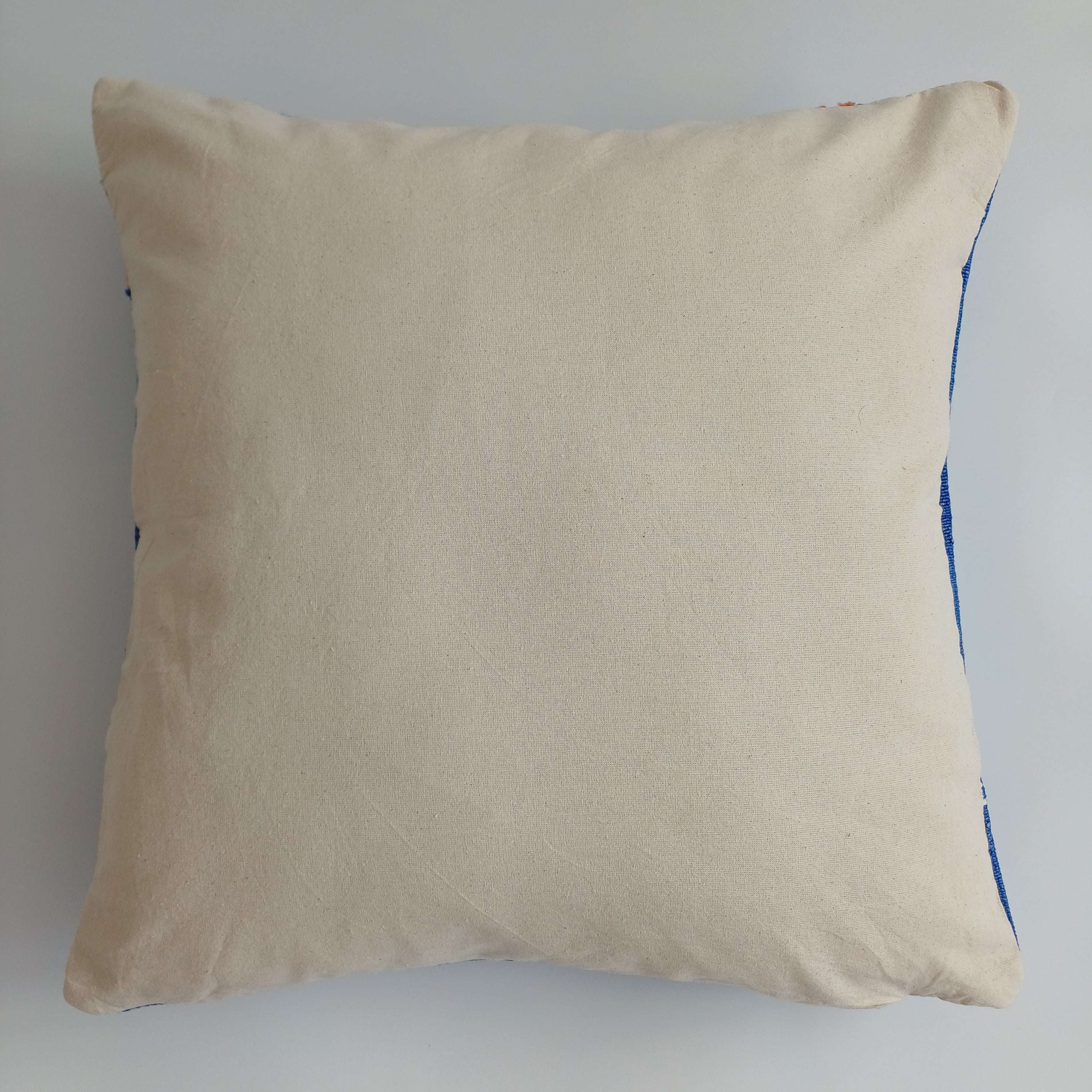 Moroccan Handmade Royal Blue Cactus Silk Cushion Cover 20''x20'' / 50x50 CM