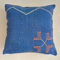 Moroccan Handmade Royal Blue Cactus Silk Cushion Cover 20''x20'' / 50x50 CM