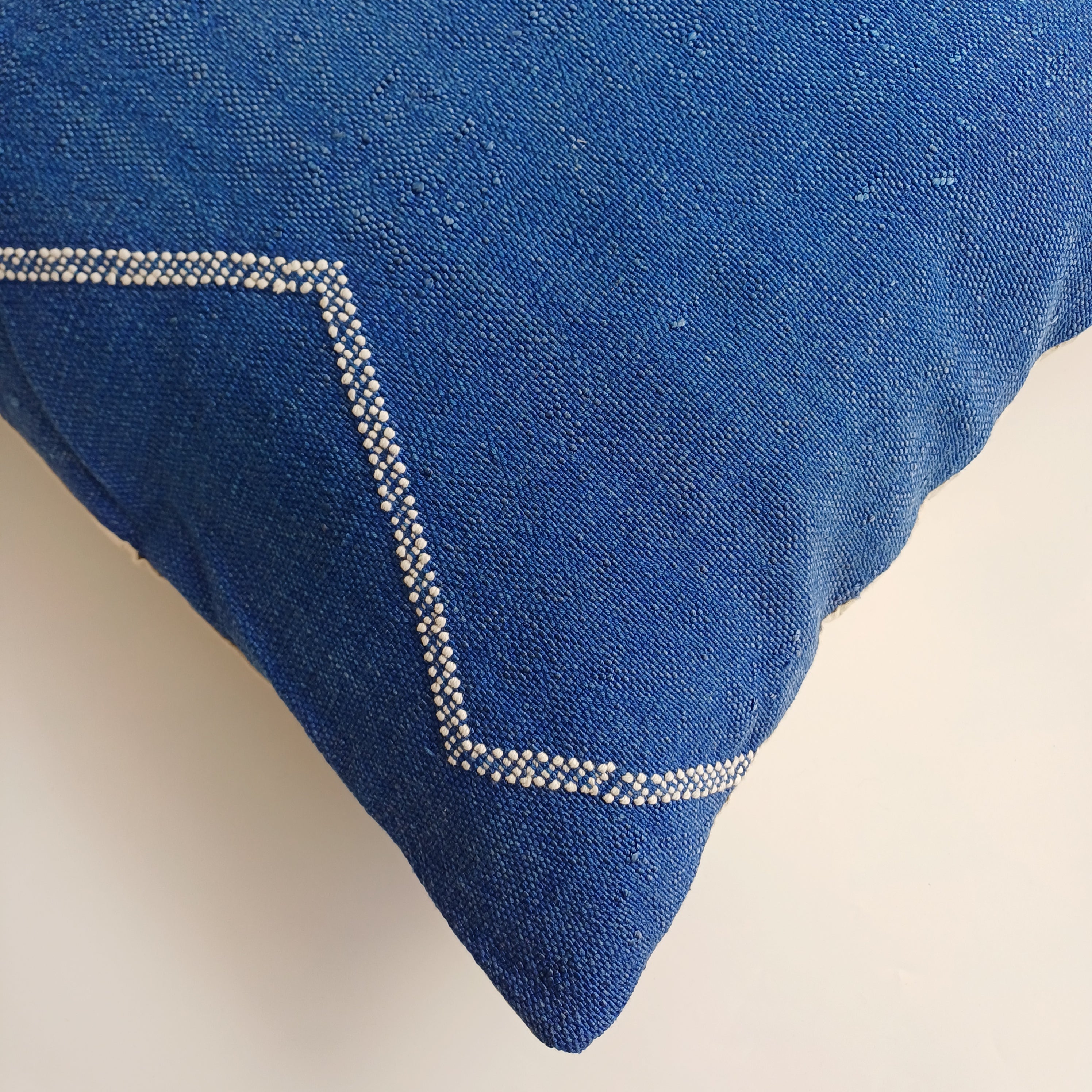Moroccan Handmade Royal Blue Cactus Silk Cushion Cover 20''x20'' / 50x50 CM