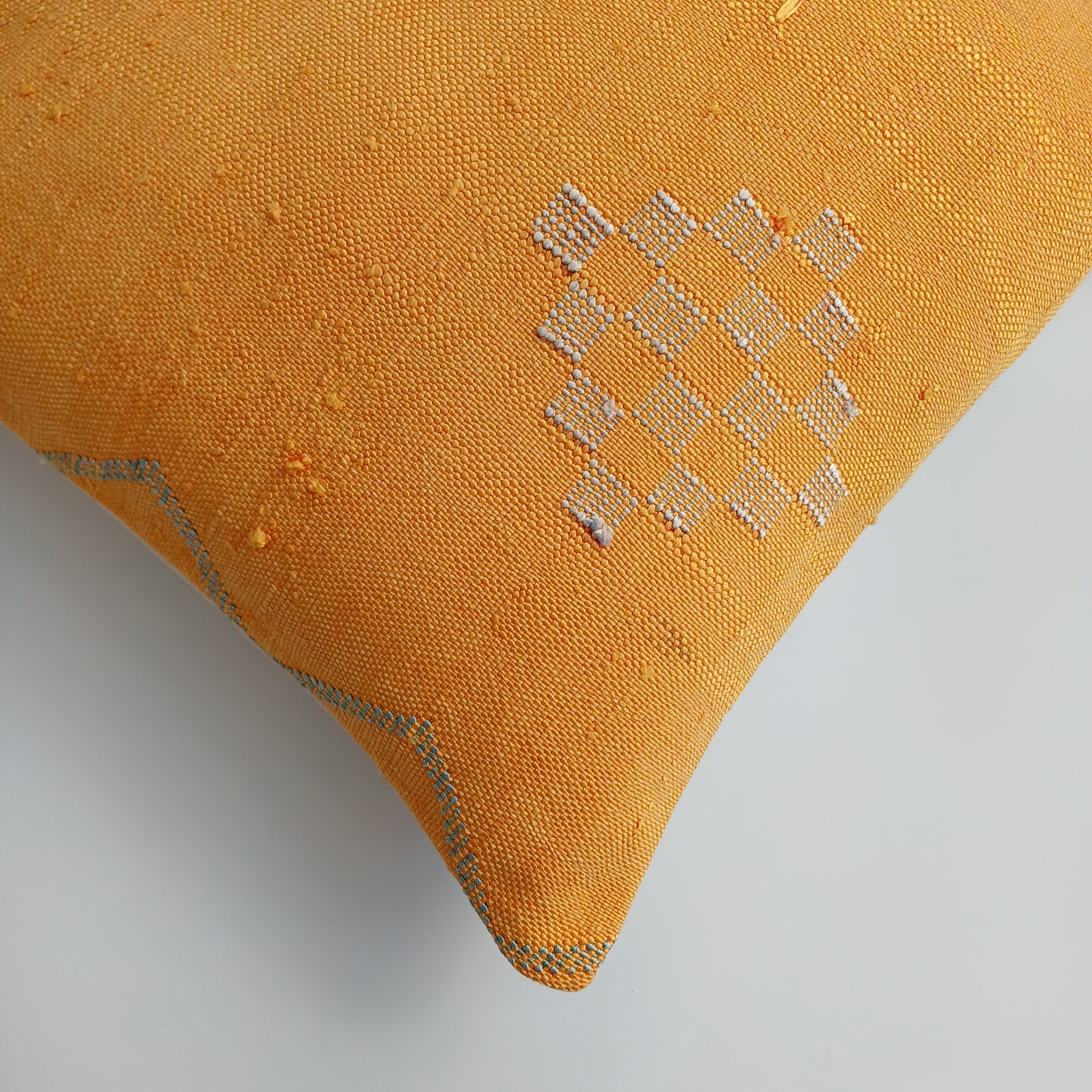 Moroccan Handmade Sunset Orange Cactus Silk Cushion Cover 20''x20'' / 50x50 CM