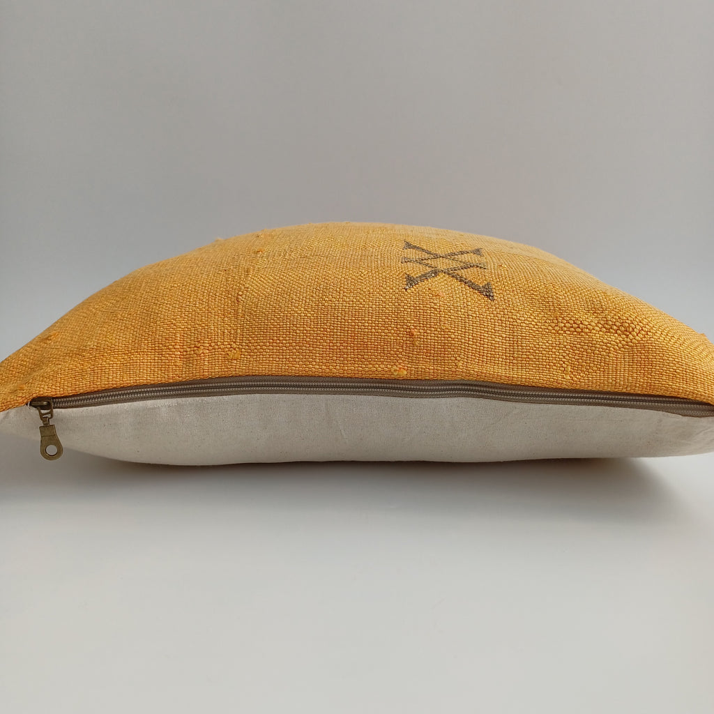 Moroccan Handmade Sunset Orange Cactus Silk Cushion Cover 20''x20'' / 50x50 CM