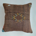 Moroccan Handmade Charcoal Brown Cactus Silk Cushion Cover 19''x19'' / 47x48 CM