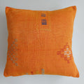 Moroccan Handmade Sunset Orange Cactus Silk Cushion Cover 20''x20'' / 50x50 CM