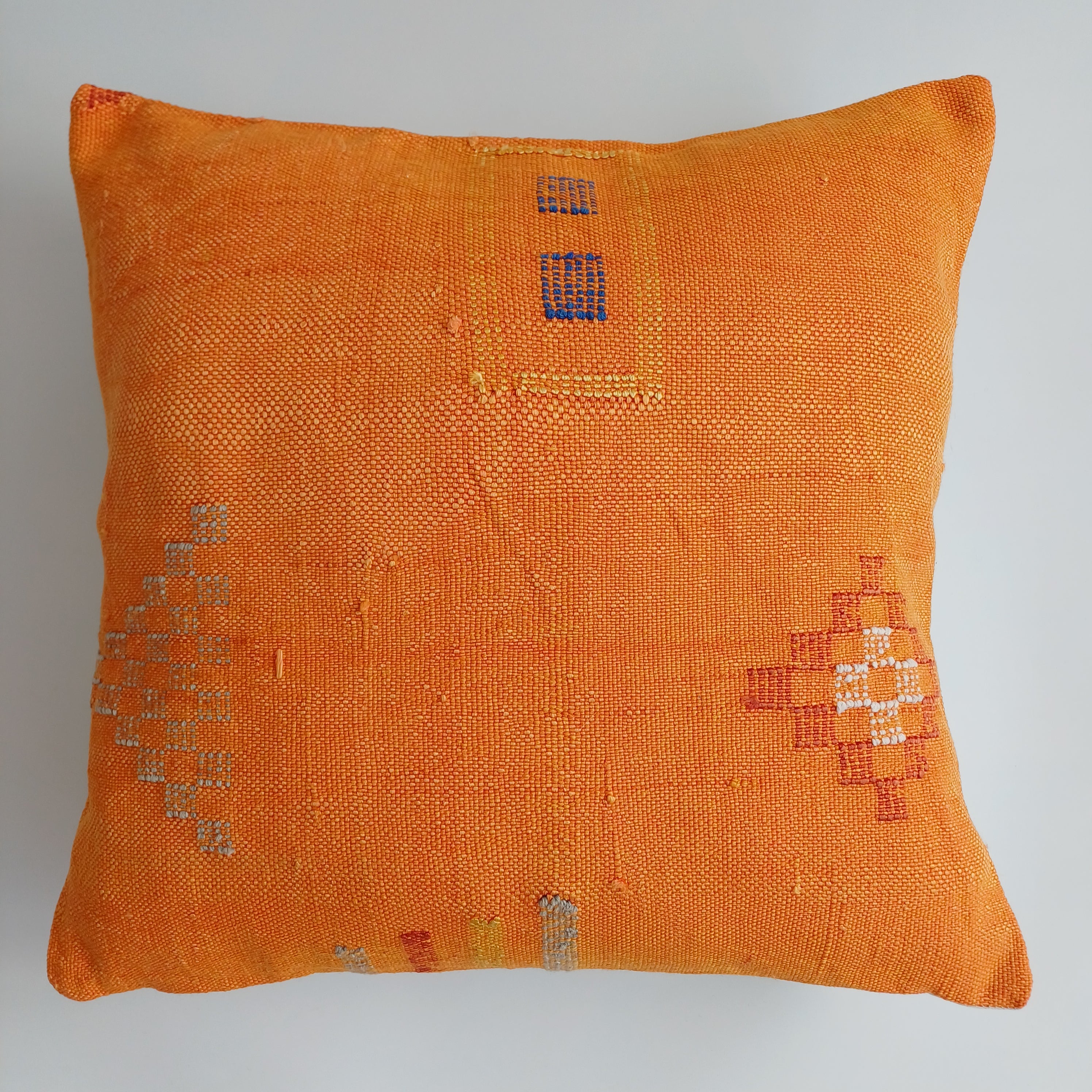 Moroccan Handmade Sunset Orange Cactus Silk Cushion Cover 20''x20'' / 50x50 CM