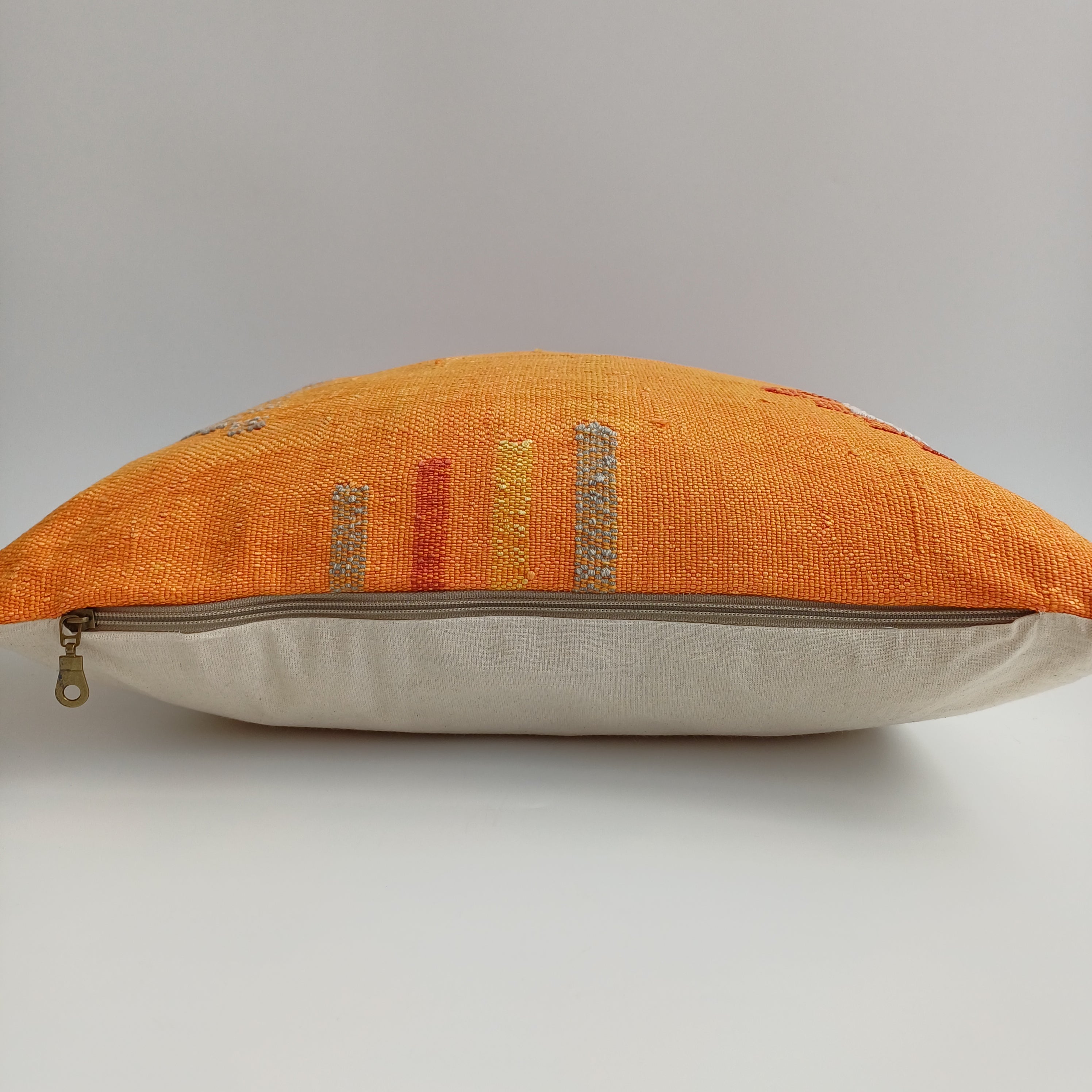 Moroccan Handmade Sunset Orange Cactus Silk Cushion Cover 20''x20'' / 50x50 CM