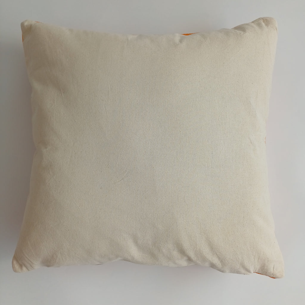 Moroccan Handmade Sunset Orange Cactus Silk Cushion Cover 20''x20'' / 50x50 CM