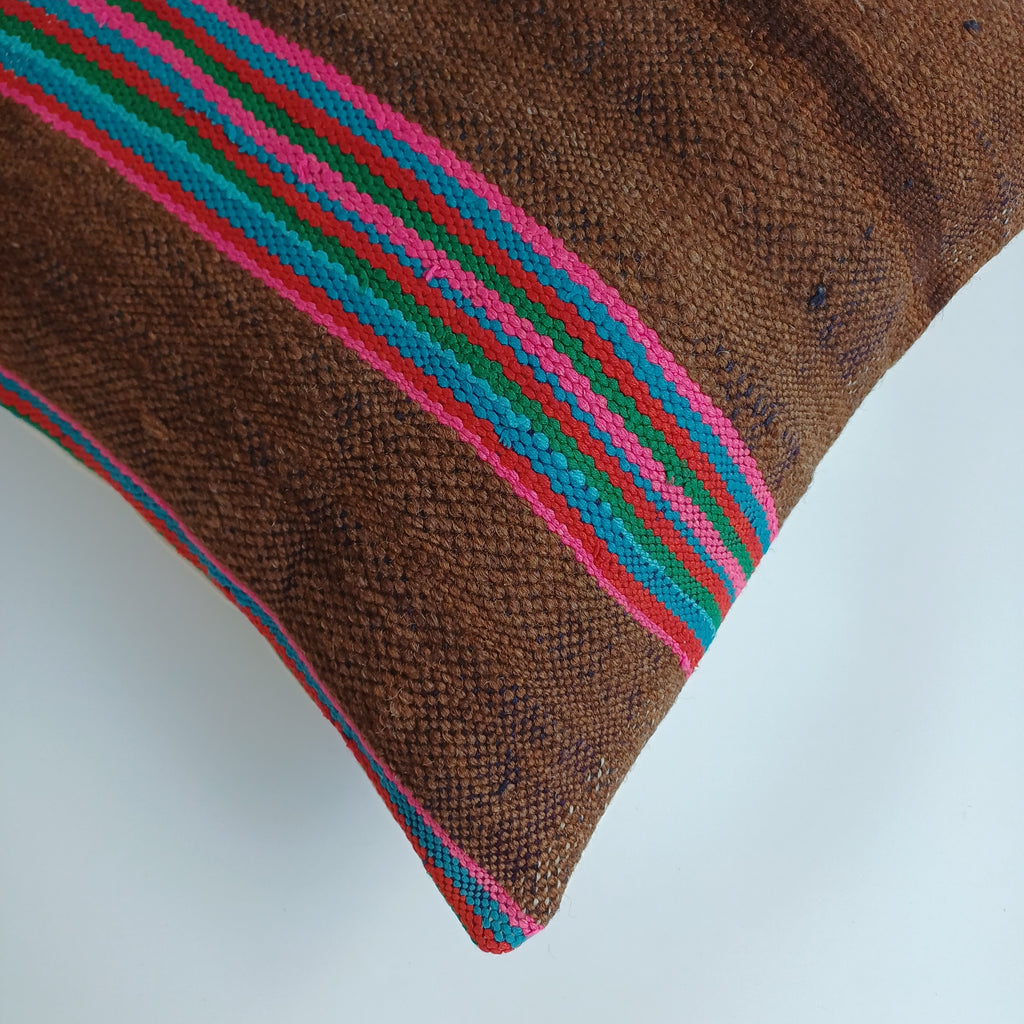 Moroccan Handmade Multicoloured Rug Cushion Cover 20''x20'' / 50x50 CM