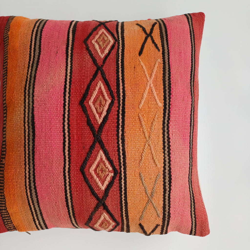 Moroccan Handmade Multicoloured Rug Cushion Cover 20''x20'' / 50x50 CM