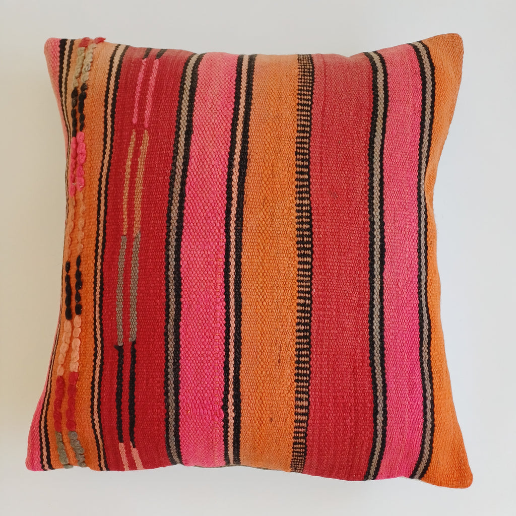 Moroccan Vintage Handmade Multicoloured Rug Cushion Cover 19''x19'' / 48x48 CM