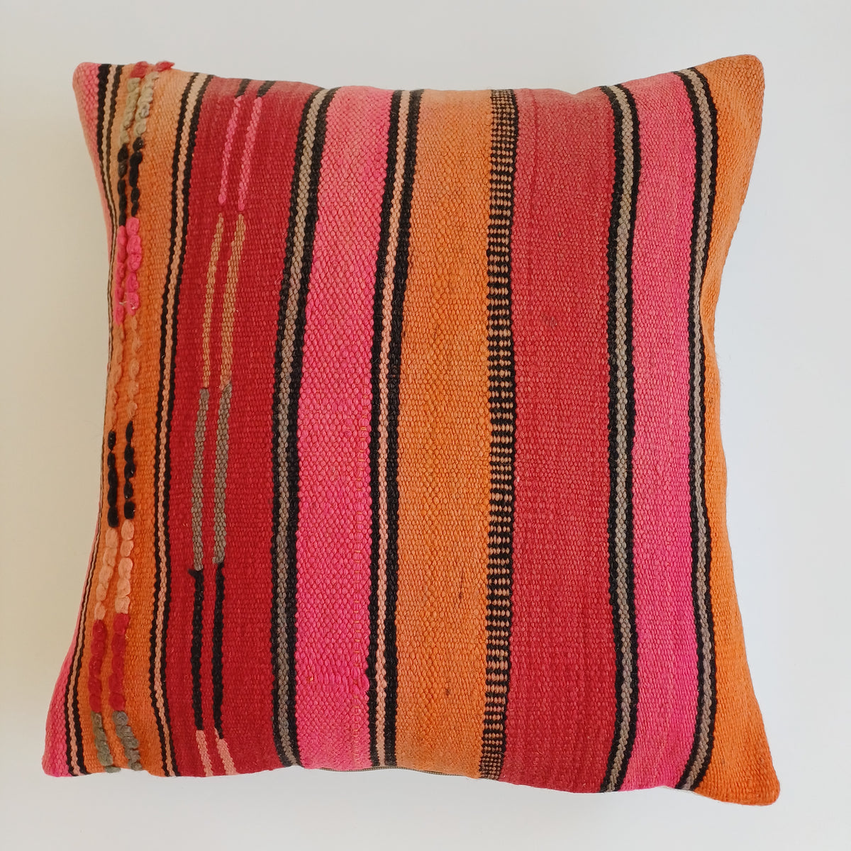 Moroccan Vintage Handmade Multicoloured Rug Cushion Cover 19''x19'' / 48x48 CM