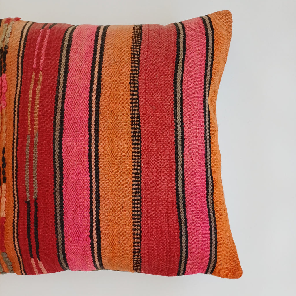 Moroccan Vintage Handmade Multicoloured Rug Cushion Cover 19''x19'' / 48x48 CM
