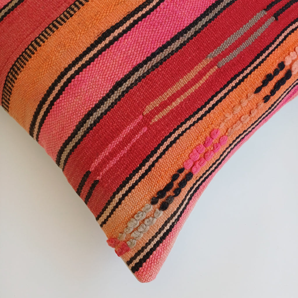 Moroccan Vintage Handmade Multicoloured Rug Cushion Cover 19''x19'' / 48x48 CM