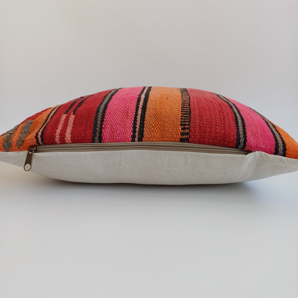 Moroccan Vintage Handmade Multicoloured Rug Cushion Cover 19''x19'' / 48x48 CM