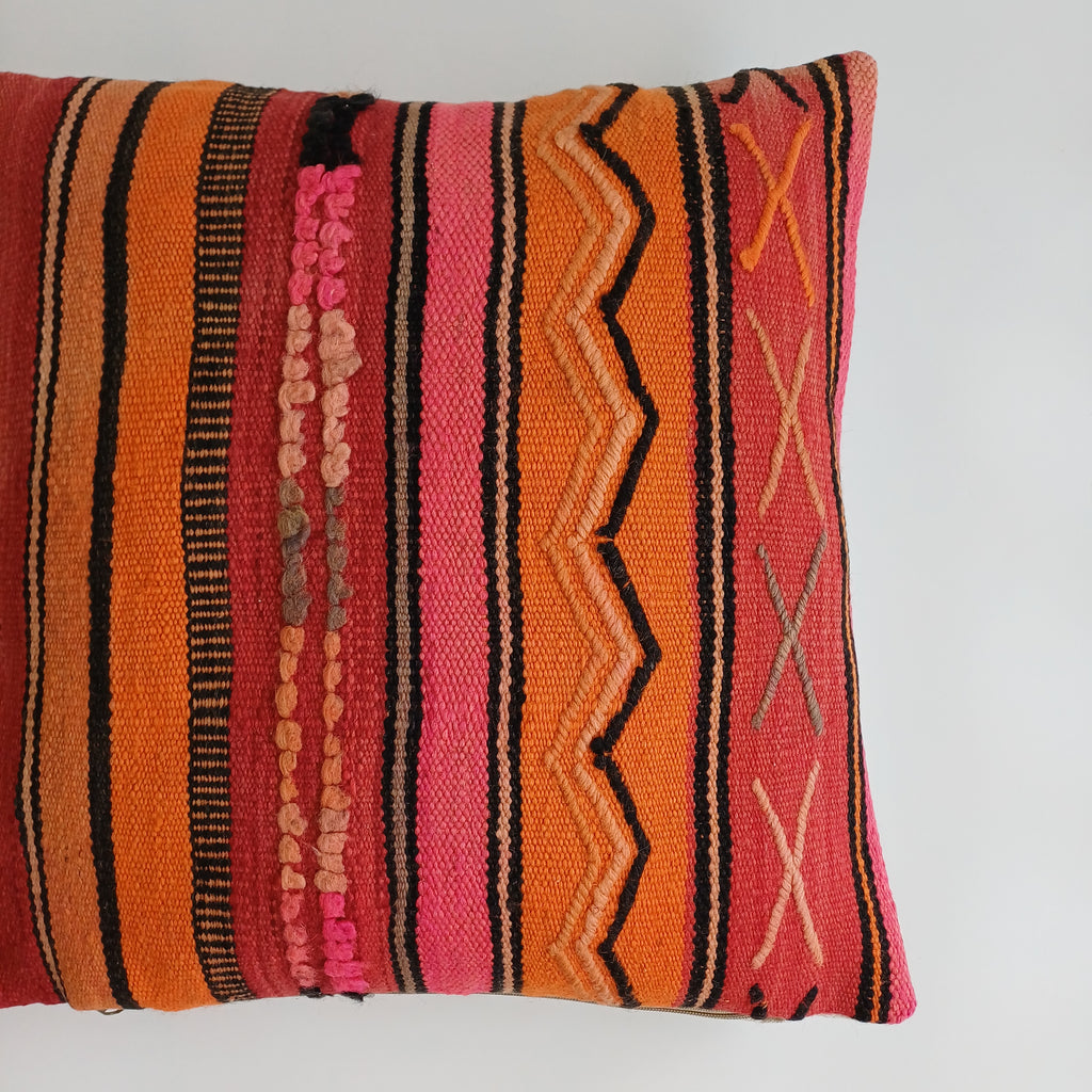 Moroccan Handmade Multicoloured Rug Cushion Cover 20''x20'' / 50x50 CM
