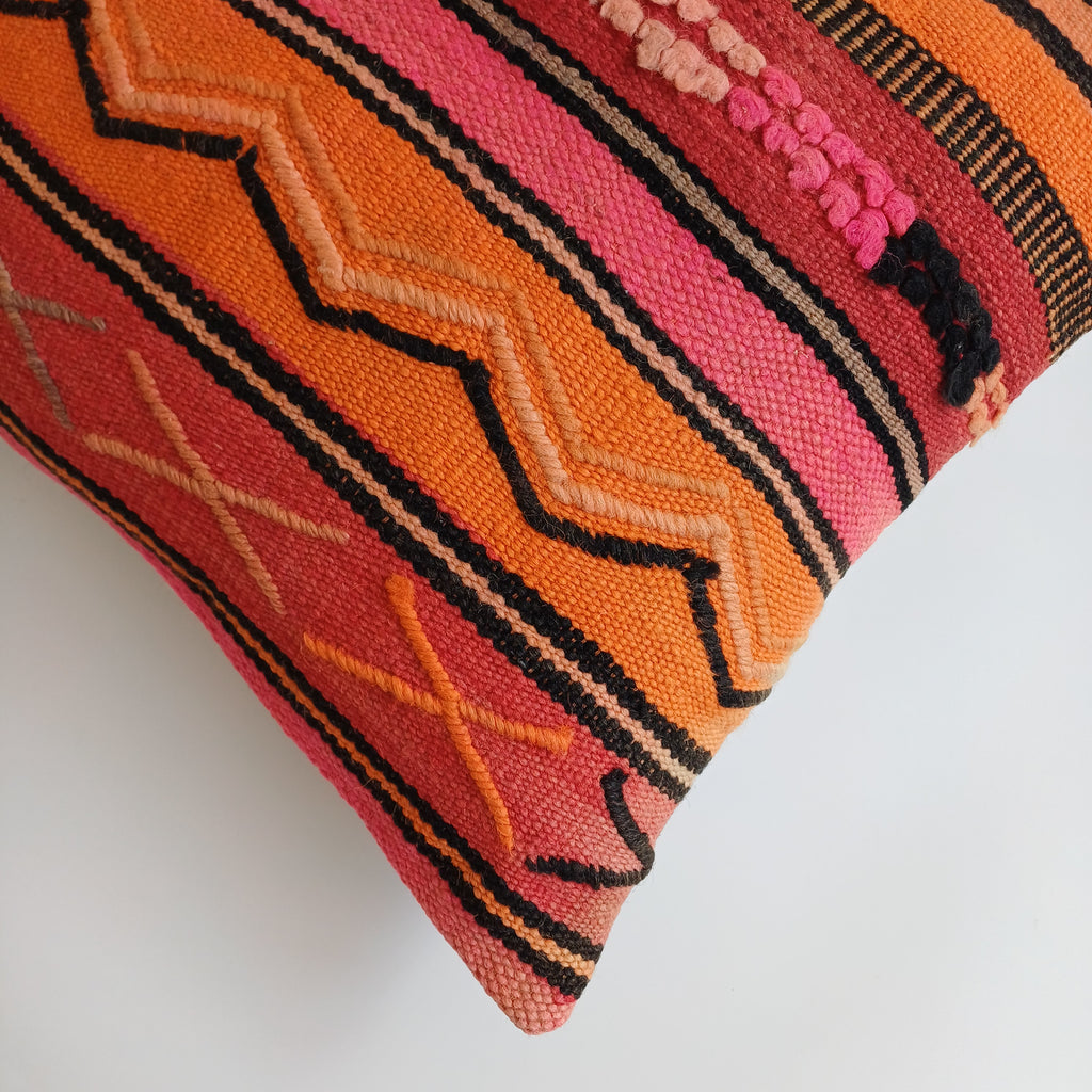 Moroccan Handmade Multicoloured Rug Cushion Cover 20''x20'' / 50x50 CM