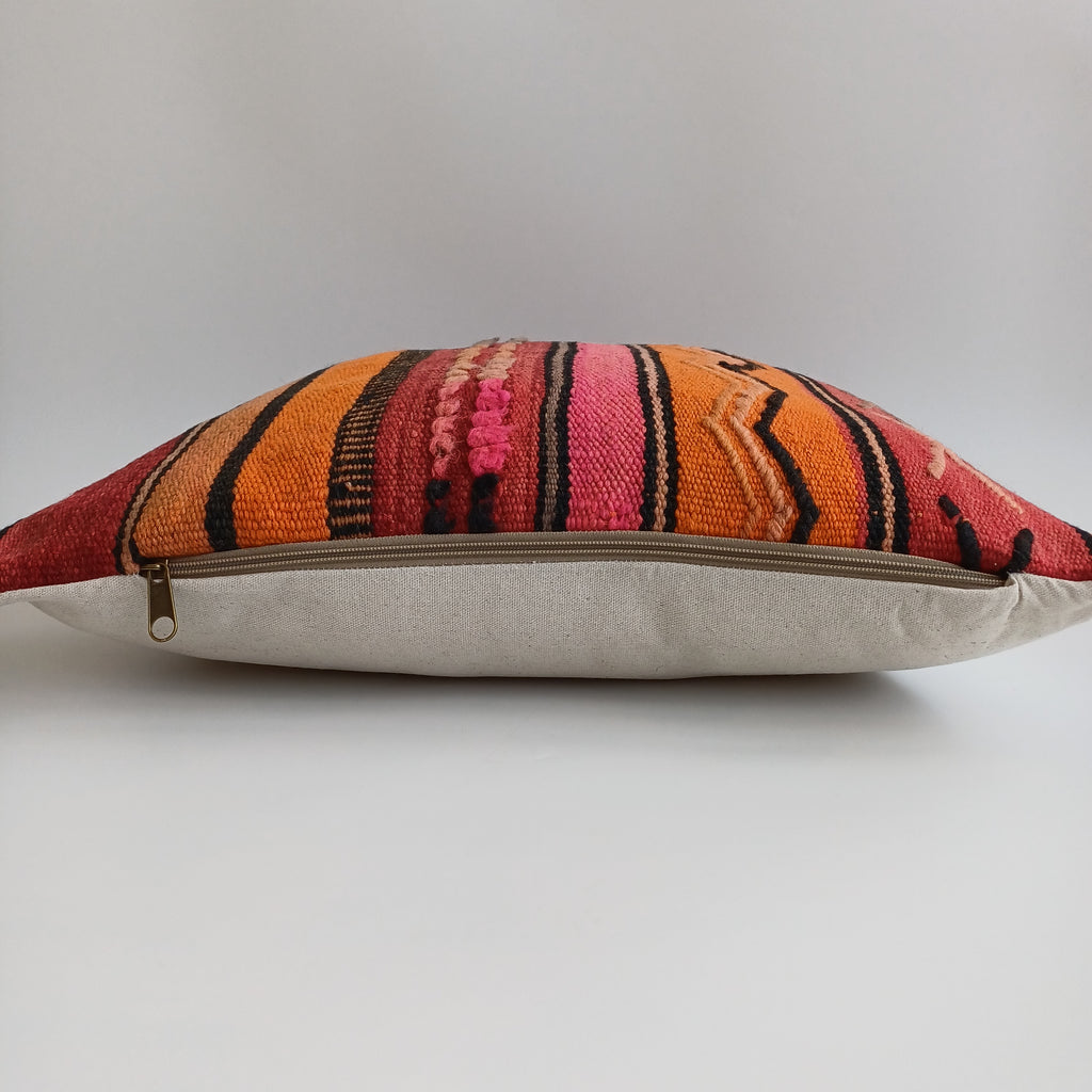 Moroccan Handmade Multicoloured Rug Cushion Cover 20''x20'' / 50x50 CM