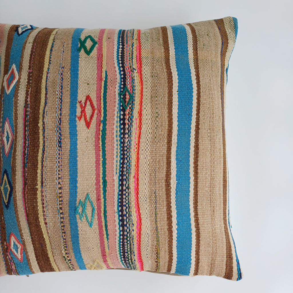Moroccan Handmade Multicoloured Rug Cushion Cover 20''x20'' / 50x50 CM