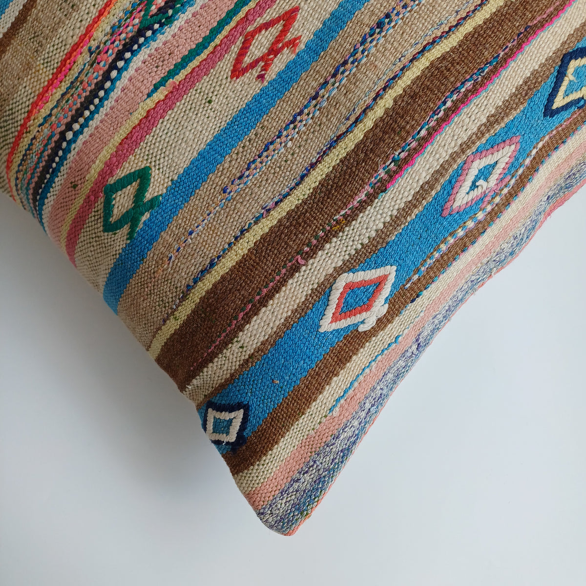 Moroccan Handmade Multicoloured Rug Cushion Cover 20''x20'' / 50x50 CM