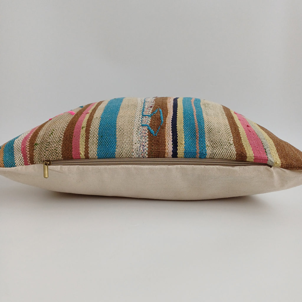 Moroccan Handmade Multicoloured Rug Cushion Cover 20''x20'' / 50x50 CM