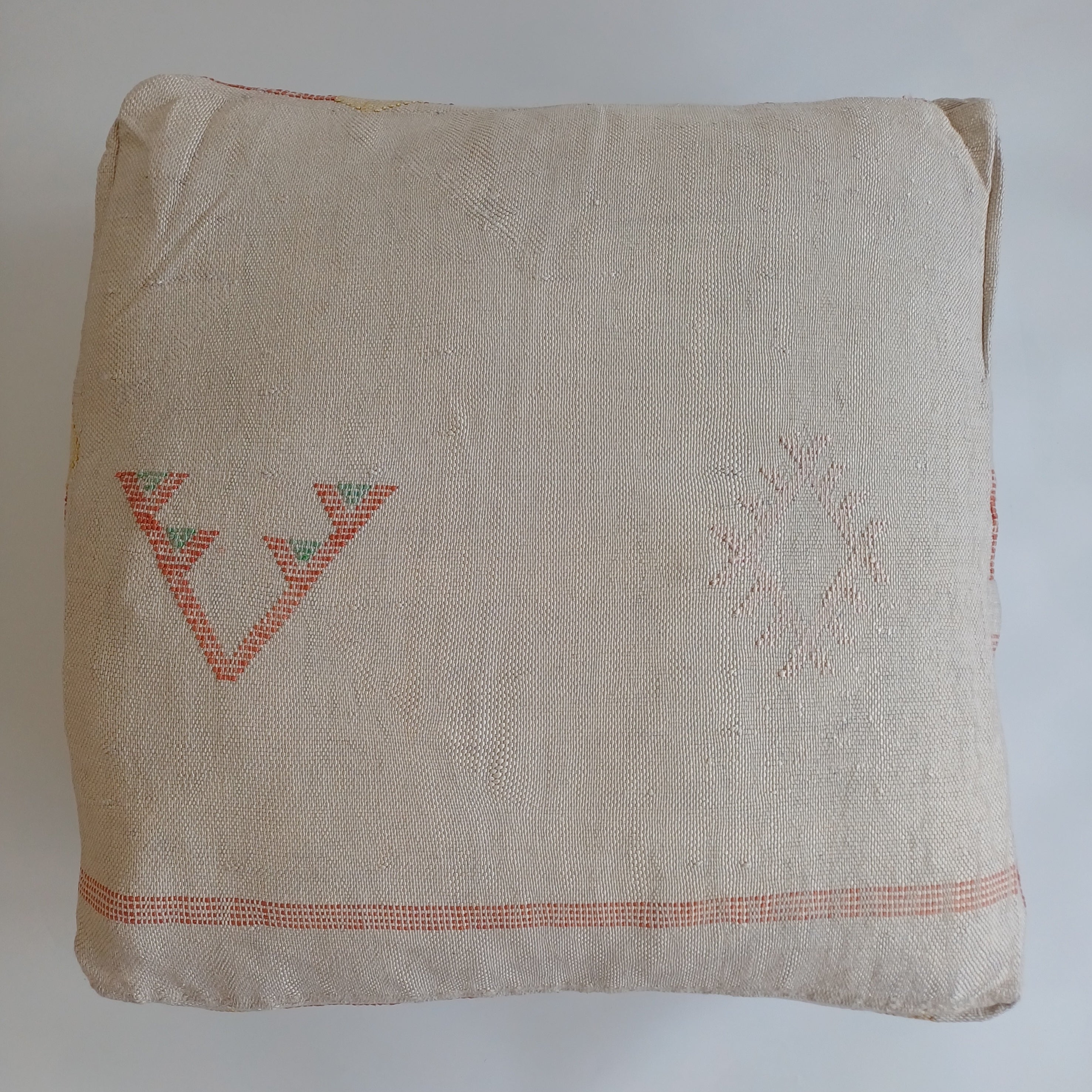 Handmade Moroccan Oatmeal Cactus Silk Pouf 60x60x20 CM