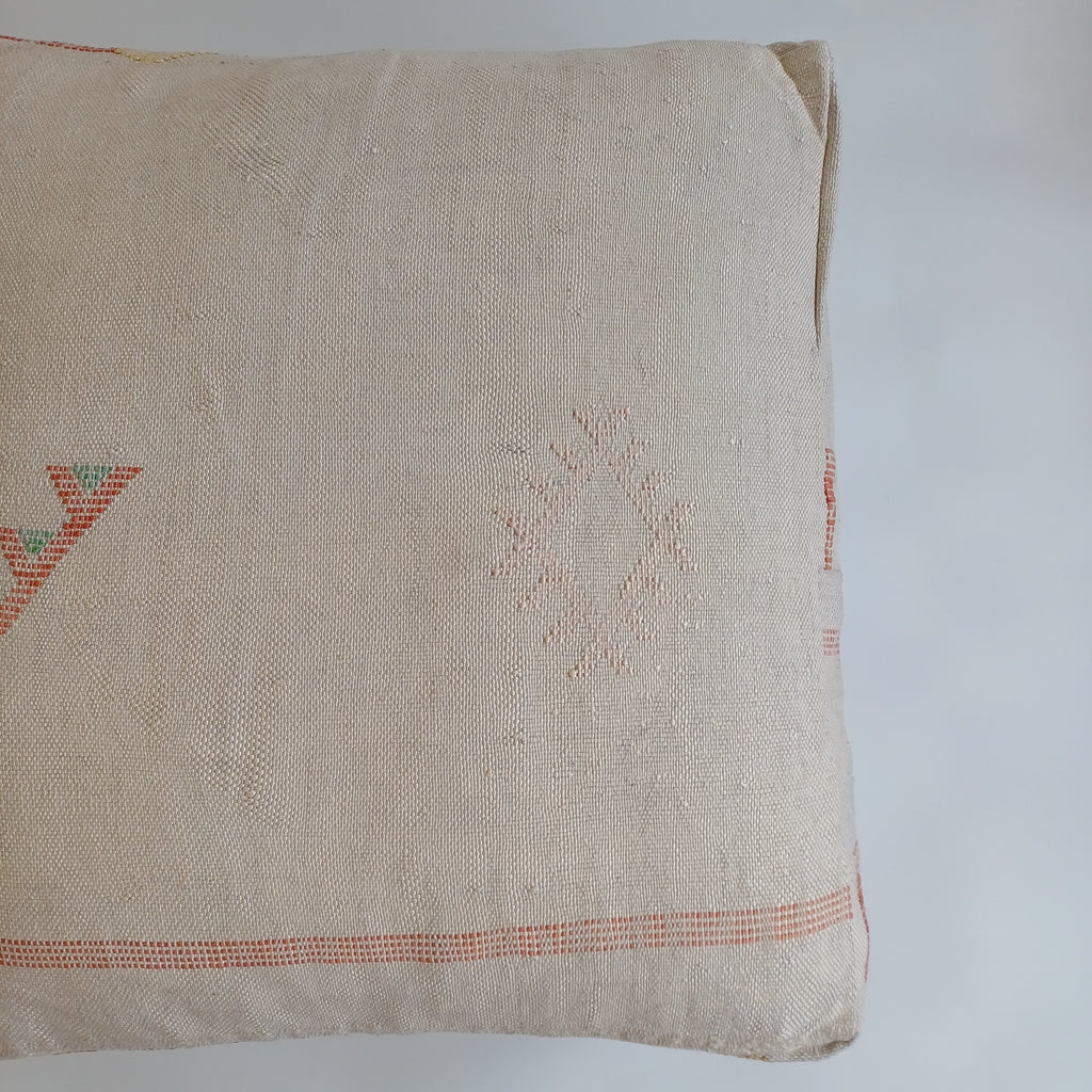 Handmade Moroccan Oatmeal Cactus Silk Pouf 60x60x20 CM