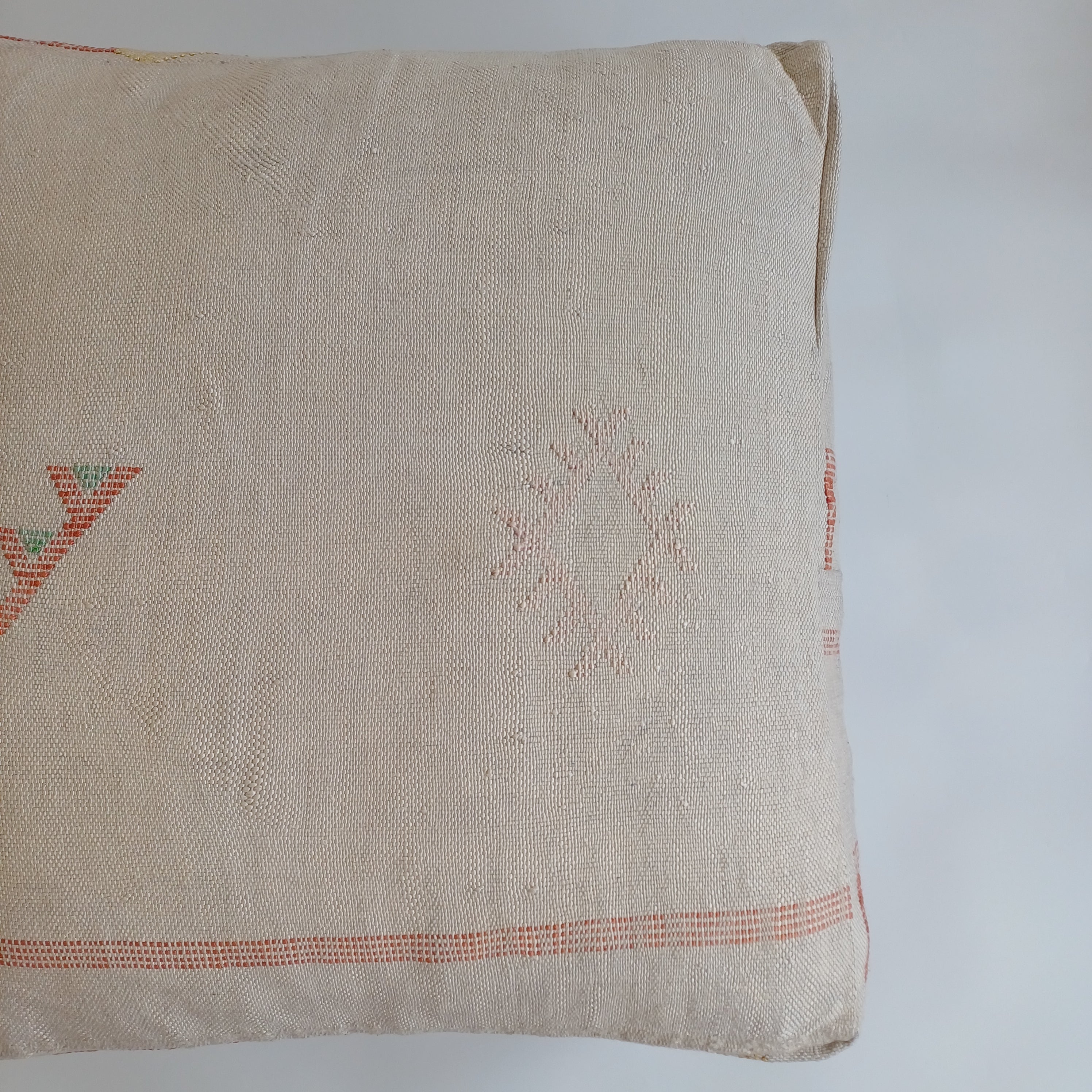 Handmade Moroccan Oatmeal Cactus Silk Pouf 60x60x20 CM